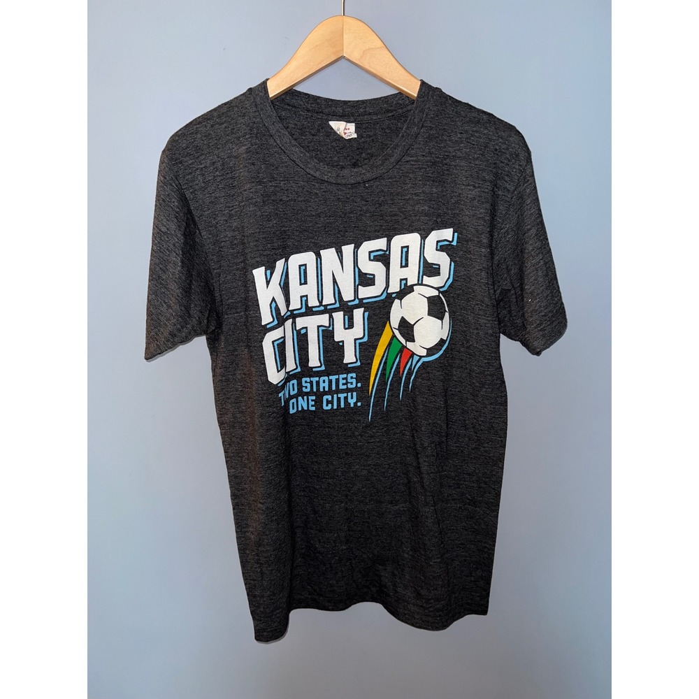 Charlie Hustle Kansas City Soccer T-Shirt Mens Medium Charcoal Heather Tri-Blend